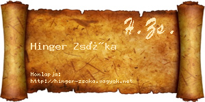 Hinger Zsóka névjegykártya